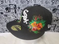 New Era ブラック 刺繍花柄 ベースボールキャップのサムネイル