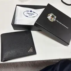 未使用】 現行 プラダ ナイロン サフィアーノ 三角ロゴ 二つ折り IC