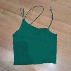 グリーン アシンメトリー タンクトップ