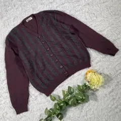 【アトリエサブ】カーディガン レッド グリーン 羽織 上着 カジュアル レトロ