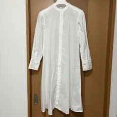 アーバンリサーチアイテムズ　シャツワンピース　ノーカラーシャツ　長袖　白　F