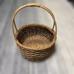天然素材 円形かごバッグ 持ち手付き