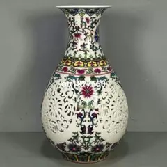中国美術 陶磁器 花瓶 色絵 宝相華文様 大清乾隆年製 - メルカリ