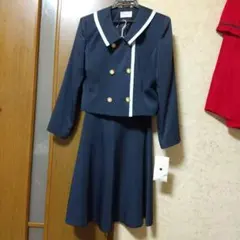 昭和 未使用 ネイビー ダブルボタン スカートスーツ 紺、水色 日本製