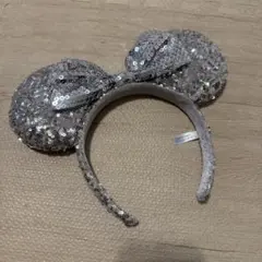 シルバー スパンコール ミニー 耳カチューシャ