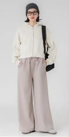 新品！coca 裏起毛リブパンツ ベージュ ワイドパンツ　コカ