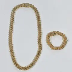 金色ロープチェーンネックレスとブレスレットセット