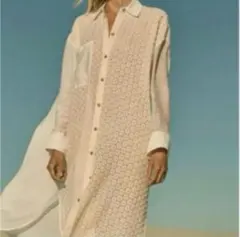 ZARA エンブロイダリーシャツパッチワークガウンロングワンピース