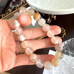 天然石チェリーブロッサムアゲート水晶10mmパワーストーンブレスレット
