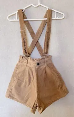 Lindiha コーデュロイ ショートパンツ　サスペンダー付き