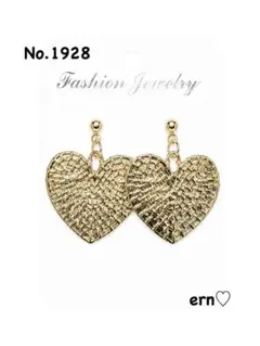 1928 ゴールド　ハート　大ぶり　ピアス　イヤリング　ハンドメイド