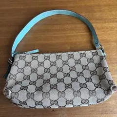 GUCCI グッチ GG柄　ブルー　ハンドバッグ