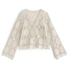 GRL クロシェ編みスカラップカーディガン