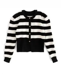 ボーダー柄ハートボタンカーディガン