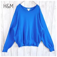 エイチアンドエム ベーシック ブルー セーター ニット ボリューム袖 洗える L