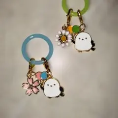 シマエナガと春のお花のチャームセット