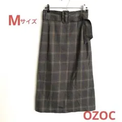 OZOC オゾック ベルト付き千鳥柄タイトスカート グレー