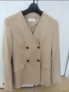 【美品】PLSTプラステ リネンブレンドストレッチ ダブル ジャケット