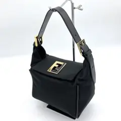 【FENDI】ハンドバッグ　ショルダーバッグ　FF金具　ナイロン　ブラック