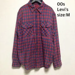 00s Levi's リーバイス メンズ ネルシャツ 赤タブ 長袖 Mサイズ