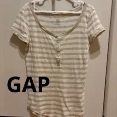 【GAP】半袖カットソー　Tシャツ　ボーダー　ベージュのサムネイル
