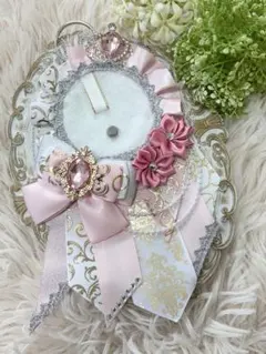 ハンドメイド 痛ロゼット パールピンク×ホワイト