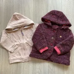 ベビー服 子供服 ピンクジップアップパーカー　冬用アウターまとめ売り 女の子90