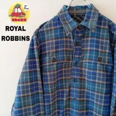 USA古着 ROYALROBBINS ヘビーネルシャツ　S　ブルー　ブラウン
