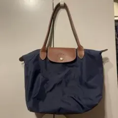 ロンシャン　ルプリアージュ　ネイビー トートバッグ レザー ハンドル
