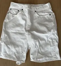GU メンズ ハーフパンツ ショートパンツ 白 ホワイト 綿100%