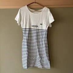 LACOSTE ストライプ 半袖ミニワンピース