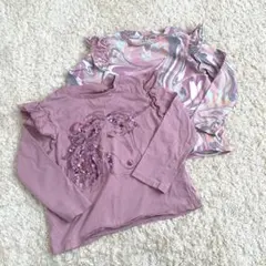 NEXT 110 長袖　シャツ　2枚セット　ユニコーン　ピンク　スパンコール