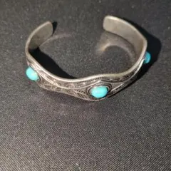 ターコイズ装飾 シルバー カラーバングル新品未使用送料無料