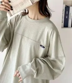Javaコラボ 長袖 オーバーサイズ Tシャツ カットソー オートミール L