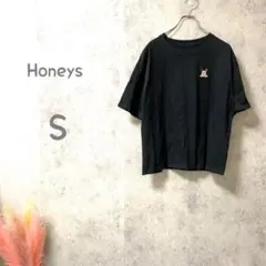 965 ハニーズ　ミッキーマウス刺繍Tシャツ 黒 S ディズニー　ミッキー