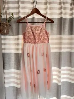 H&M スパンコール 蝶々 ドレス ピンク 140cmのサムネイル