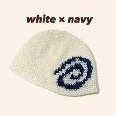 渦巻き模様 クロシェハット 男女兼用 クラッシャーハット ニット帽 ビーニー