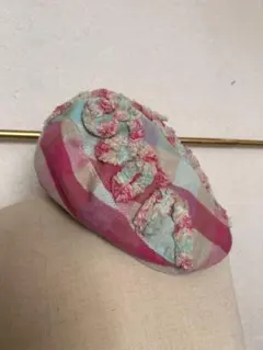 ベレー帽　チェック柄　フリル　チェック