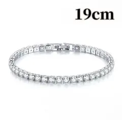 ブレスレット テニス ヒップホップ 19 クリスタル シルバー スワロフスキー