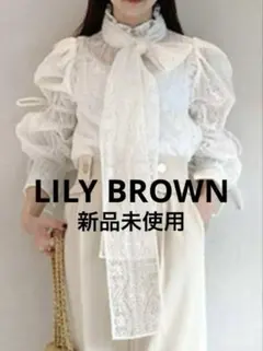 LILY BROWN 新品未使用　刺繍ボウタイブラウス　白