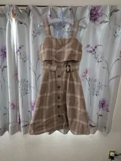 ジルスチュアートノースリーブベージュ系チェックワンピース