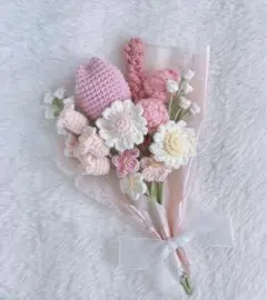 毛糸の花束 ニットフラワー ピンク系 あみぐるみ**のサムネイル