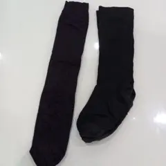 黒ストッキングソックス　2足　ハイソックス　ニーハイソックス
