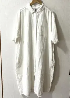 ◯ノーザントラック　綿麻 コクーンワンピース　M〜L　白のサムネイル