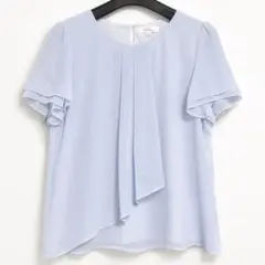ライトブルー フレア袖 シフォンブラウスのサムネイル