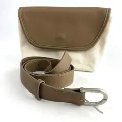 CROCODILE クロコダイル キャンバス ベルト付き バッグ ブラウン