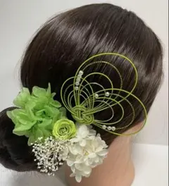 927.水引髪飾り　成人式髪飾り　卒業式髪飾り　プリザーブドフラワー