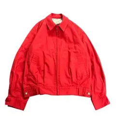8LA1 真っ赤なジャケット　ブルゾン　ワーク系　L バックプリント　古着