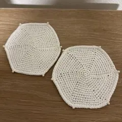 【大人オシャレ】六角形コースター 4枚セット★ホワイト