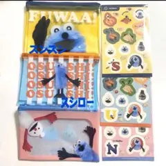 ３種コンプセット‼︎ パペットスンスン　スシローコラボ　ポーチ　シール